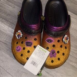 CROCS Kids Glitter Clogs - Purple and Gold